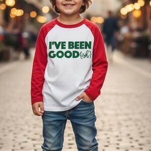 Littlest Prince White Red Green " I've Been Goodish" Long Sleeve T Shirt 2T